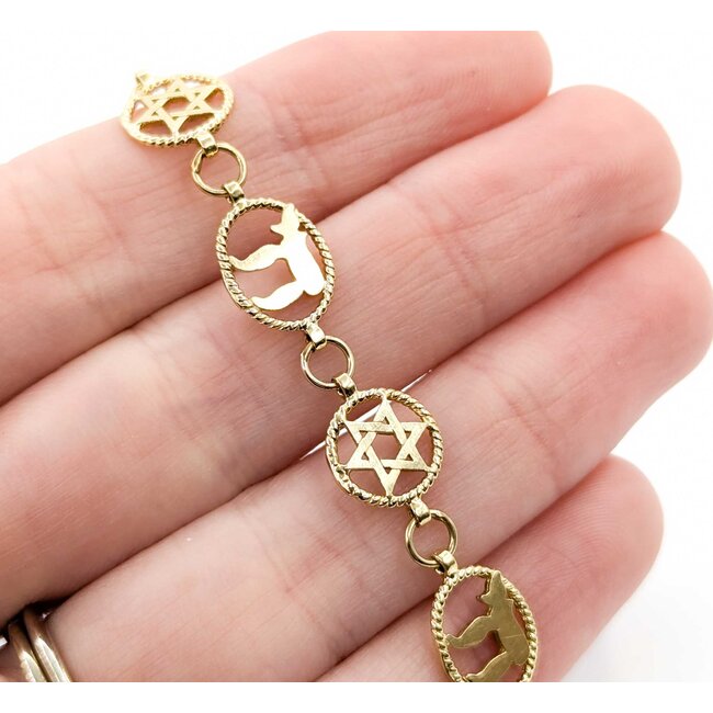 Bracelet 14ky Chai Star of David 7.5" 9.5mm 224113503