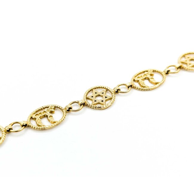 Bracelet 14ky Chai Star of David 7.5" 9.5mm 224113503