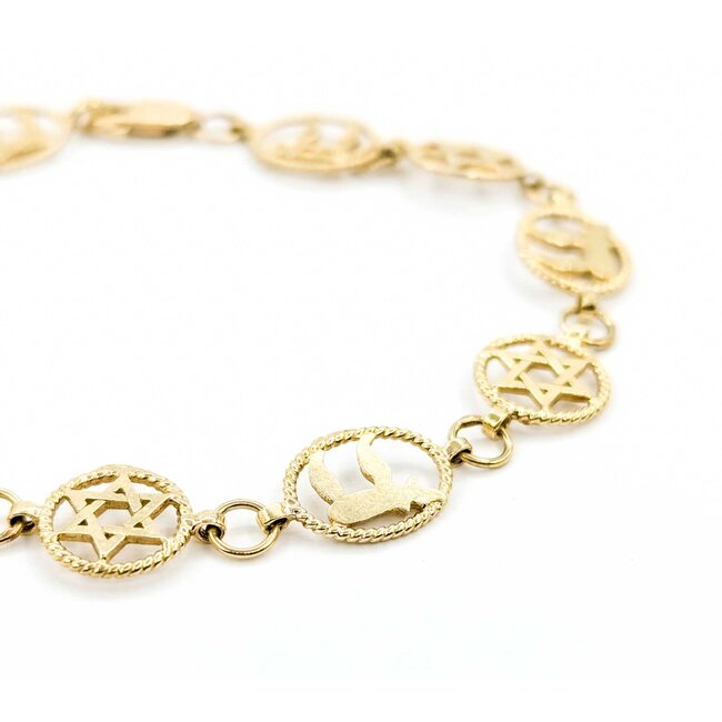 Bracelet 14ky Chai Star of David 7.5" 9.5mm 224113503