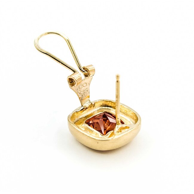 Earrings 6.6ctw Synthetic Orange Sapphire .5x.5"mm 14ky 124114150