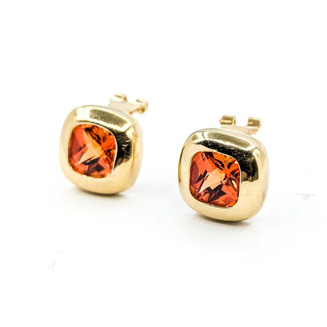 Earrings 6.6ctw Synthetic Orange Sapphire .5x.5"mm 14ky 124114150