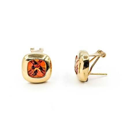 Earrings 6.6ctw Synthetic Orange Sapphire .5x.5"mm 14ky 124114150