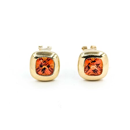 Earrings 6.6ctw Synthetic Orange Sapphire .5x.5"mm 14ky 124114150