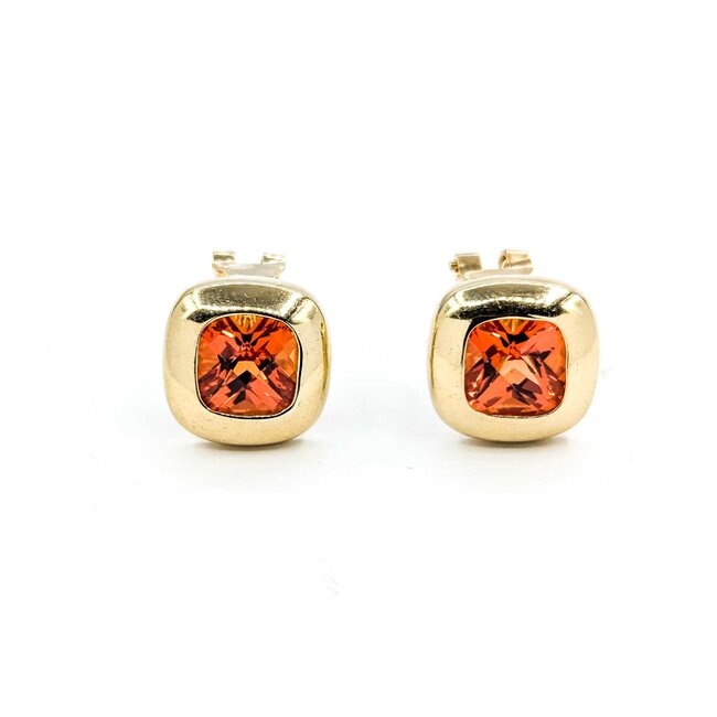 Earrings 6.6ctw Synthetic Orange Sapphire .5x.5"mm 14ky 124114150