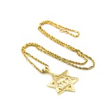  Pendant Chai Star of David W/Rope Chain 33x22mm 14ky 18" 224111502