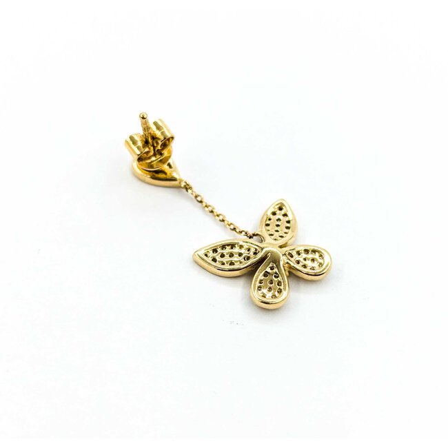 Earrings .50ctw Round Diamonds Butterfly Dangle 1x.4" 14ky 124114015