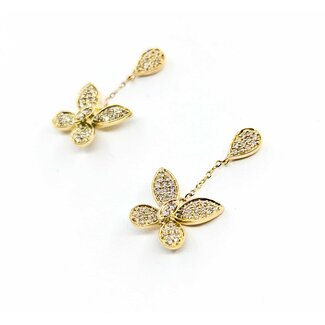Earrings .50ctw Round Diamonds Butterfly Dangle 1x.4" 14ky 124114015