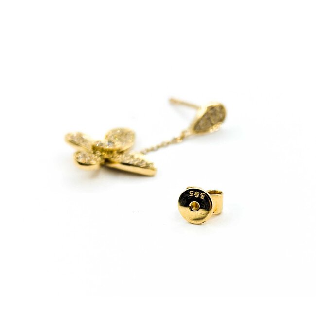 Earrings .50ctw Round Diamonds Butterfly Dangle 1x.4" 14ky 124114015