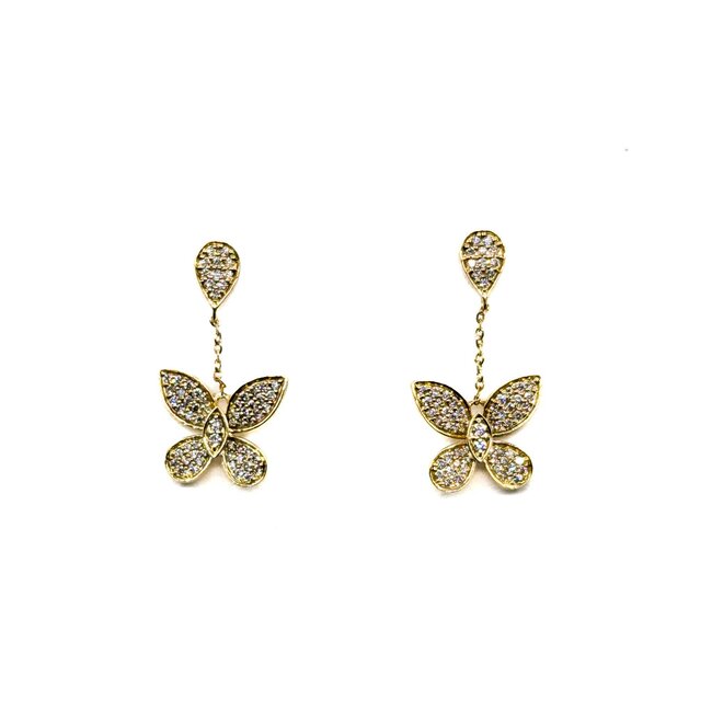 Earrings .50ctw Round Diamonds Butterfly Dangle 1x.4" 14ky 124114015