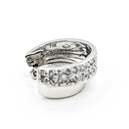 Earrings Douple Row Huggies .50ctw Round Diamonds 17x8mm 14kw 224114014