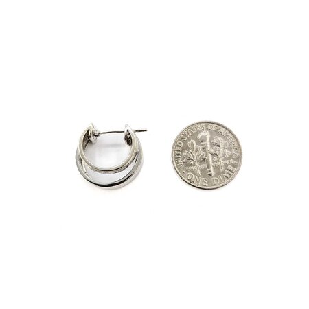 Earrings Douple Row Huggies .50ctw Round Diamonds 17x8mm 14kw 224114014
