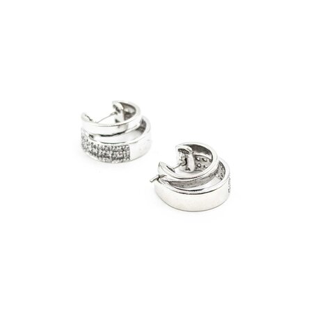 Earrings Douple Row Huggies .50ctw Round Diamonds 17x8mm 14kw 224114014