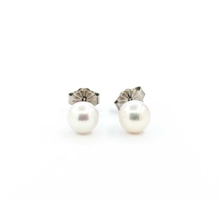 Earrings Stud 6mm Round Pearl 14kw 224114162