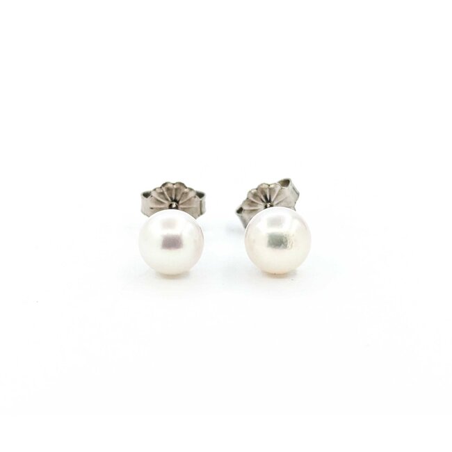 Earrings Stud 6mm Round Pearl 14kw 224114162
