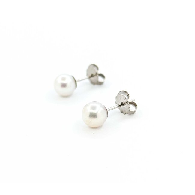 Earrings Stud 6mm Round Pearl 14kw 224114162