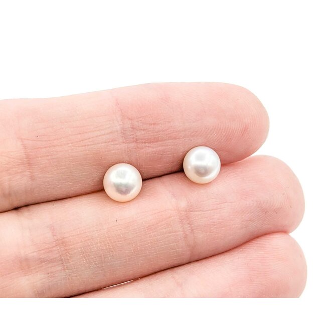 Earrings Stud 6mm Round Pearl 14kw 224114162