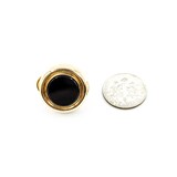  Earrings Stud Omega Back 12x12mm Round Onyx .75x.75" 14ky 224114152