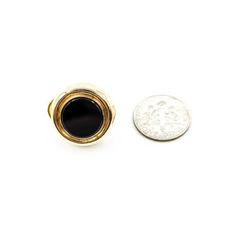 Earrings Stud Omega Back 12x12mm Round Onyx .75x.75" 14ky 224114152