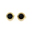 Earrings Stud Omega Back 12x12mm Round Onyx .75x.75" 14ky 224114152