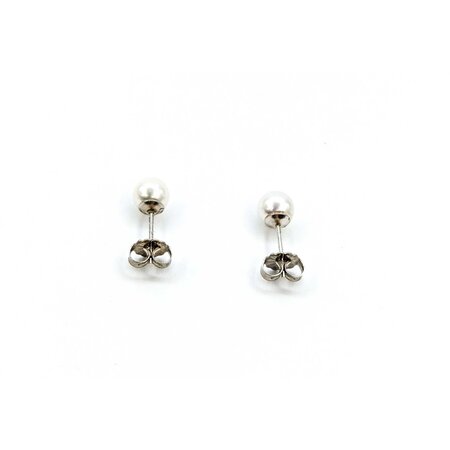Earrings Stud 6mm Round Pearl 14kw 224114161