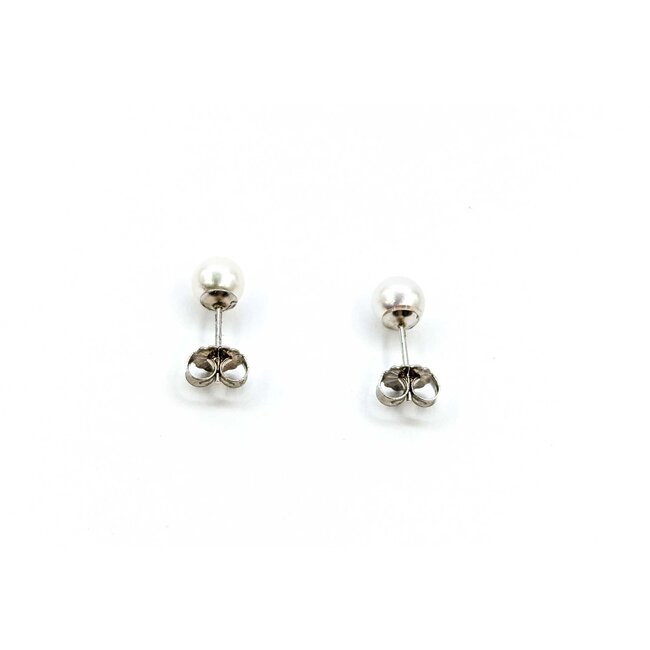 Earrings Stud 6mm Round Pearl 14kw 224114161