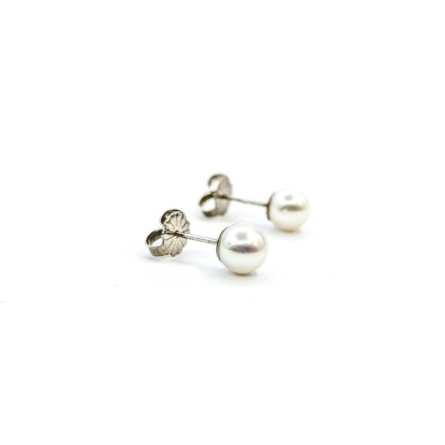 Earrings Stud 6mm Round Pearl 14kw 224114161