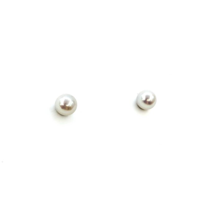 Earrings Stud 6mm Round Pearl 14kw 224114161