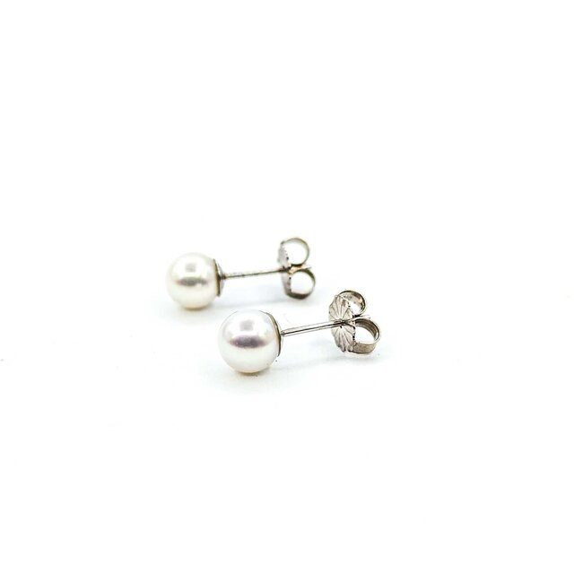 Earrings Stud 6mm Round Pearl 14kw 224114161