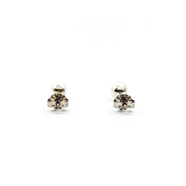 Earrings Stud 6mm Round Pearl 14kw 224114161