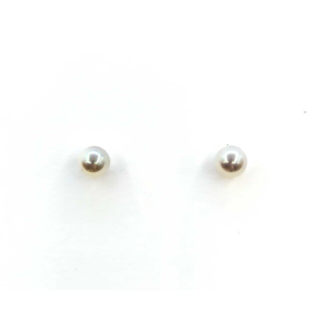 Earrings Stud 6mm Round Pearl 14kw 224114161