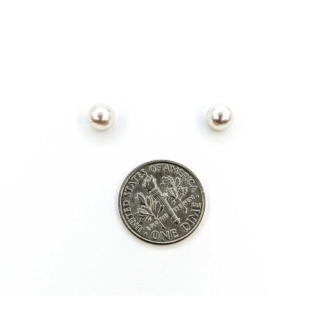 Earrings Stud 6mm Round Pearl 14kw 224114161
