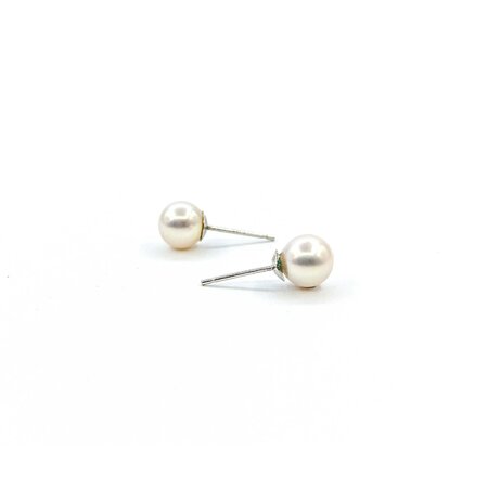 Earrings Stud 6mm Round Pearl 14kw 224114160