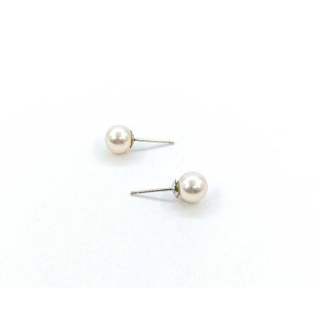 Earrings Stud 6mm Round Pearl 14kw 224114160