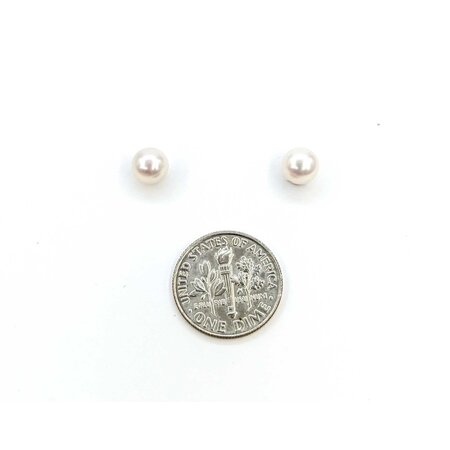 Earrings Stud 6mm Round Pearl 14kw 224114160