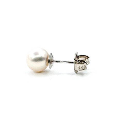 Earrings Stud 6mm Round Pearl 14kw 224114160