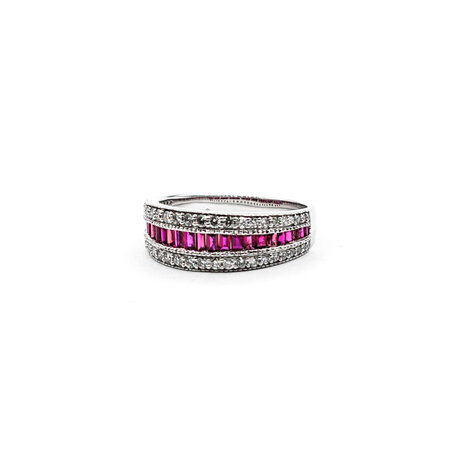 Ring .71ctw Diamonds .38ctw Ruby 14kw Sz7 123110170