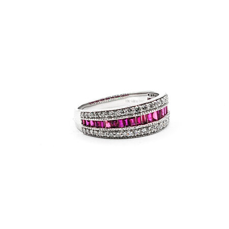 Ring .71ctw Diamonds .38ctw Ruby 14kw Sz7 123110170