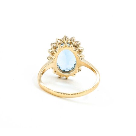 Ring Halo .80ctw Round Diamonds 8.0ct Topaz 14ky 224120188