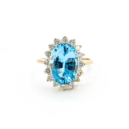 Ring Halo .80ctw Round Diamonds 8.0ct Topaz 14ky 224120188