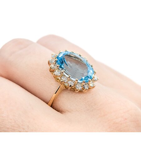 Ring Halo .80ctw Round Diamonds 8.0ct Topaz 14ky 224120188