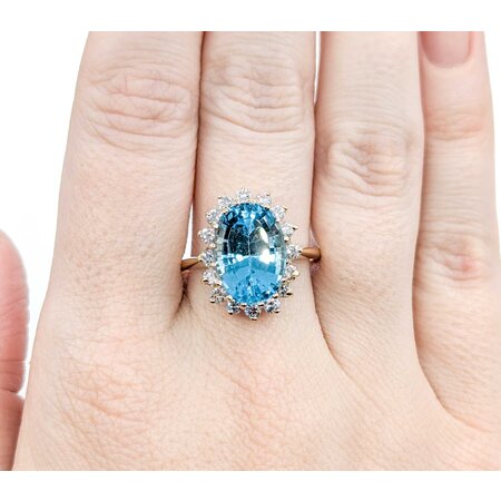 Ring Halo .80ctw Round Diamonds 8.0ct Topaz 14ky 224120188