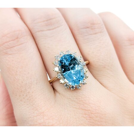 Ring Halo .80ctw Round Diamonds 8.0ct Topaz 14ky 224120188