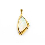  Pendant Free Form .05ctw Round Diamonds 23.5x13.5 Opal 43x19mm 18ky " 224121254