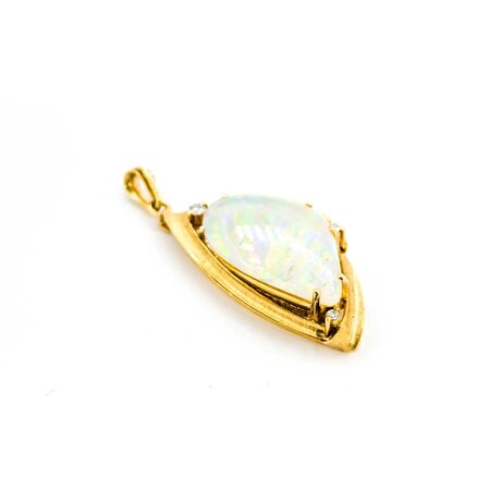Pendant Free Form .05ctw Round Diamonds 23.5x13.5 Opal 43x19mm 18ky " 224121254
