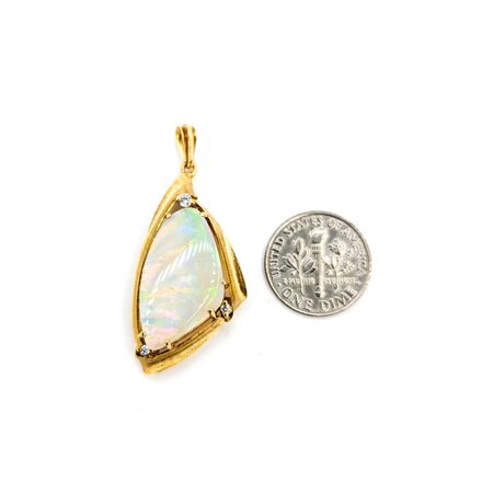Pendant Free Form .05ctw Round Diamonds 23.5x13.5 Opal 43x19mm 18ky " 224121254