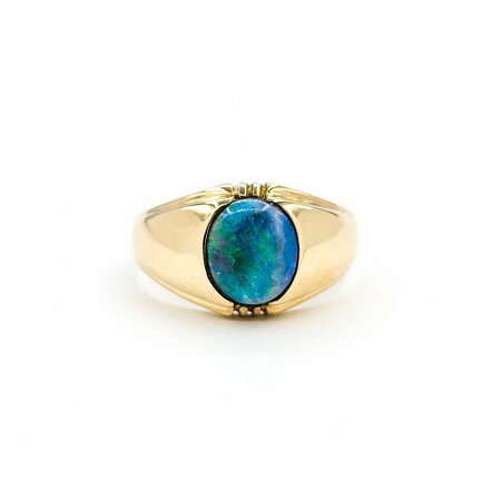 Ring 9.5x8.5mm Australian Opal 10ky 224120189