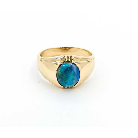 Ring 9.5x8.5mm Australian Opal 10ky 224120189