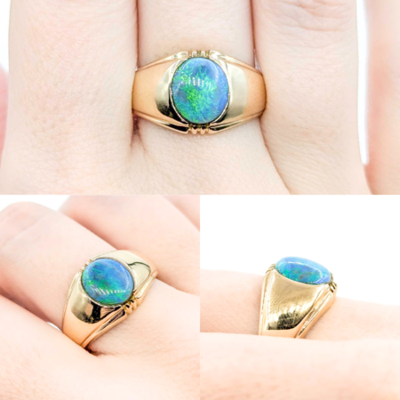 Ring 9.5x8.5mm Australian Opal 10ky 224120189