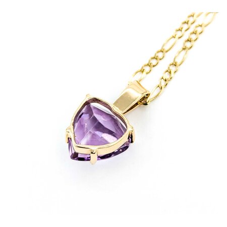 Pendant W/Chain Figaro 10ct Amethyst 25x15mm 14ky 24" 224121253