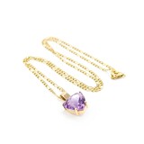  Pendant W/Chain Figaro 10ct Amethyst 25x15mm 14ky 24" 224121253
